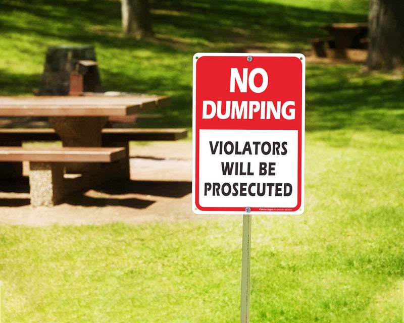 Faittoo (2 Pack) No Dumping Sign, Violators Will Be Prosecuted Sign, 10" x 7" Rust Free .40 Aluminum, UV Protected, Weather Resistant, Waterproof, Durable Inkï¼ŒEasy to Mount Red/Black on White - Image 5